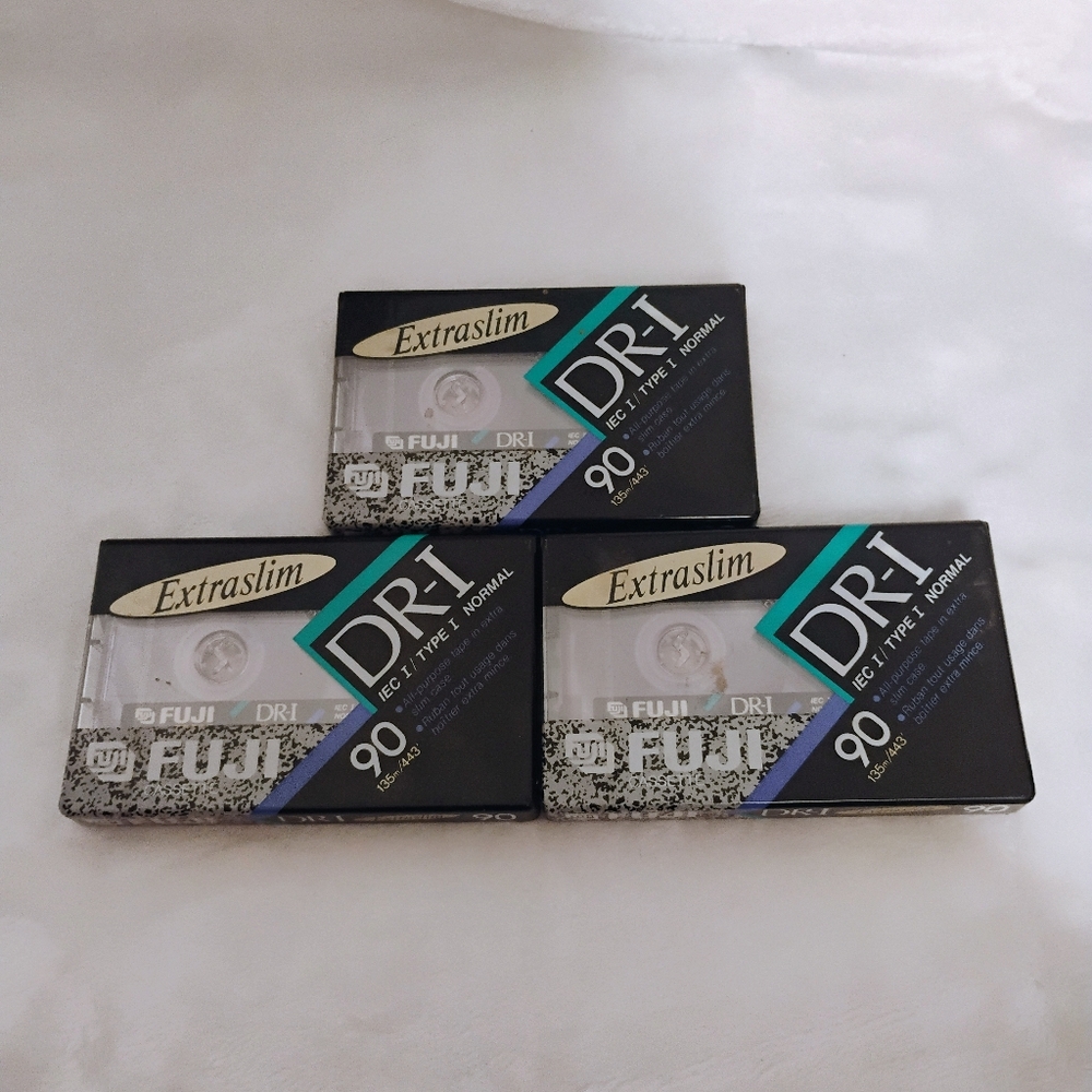 3 FUJI DR-I ExtraSlim 90 Minute Blank Cassette Tapes Recording NEW Sealed Lot D